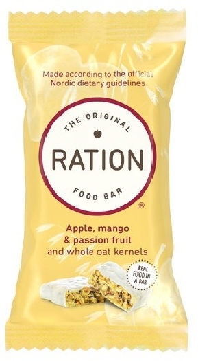 Ration food bar with protein, fiber and one apple, mango&passionfruit 55g