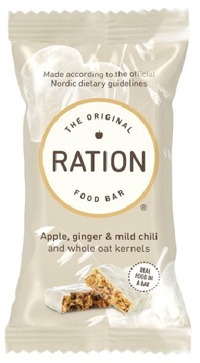 Ration food bar with protein, fiber and one apple, ginger&chili 55g
